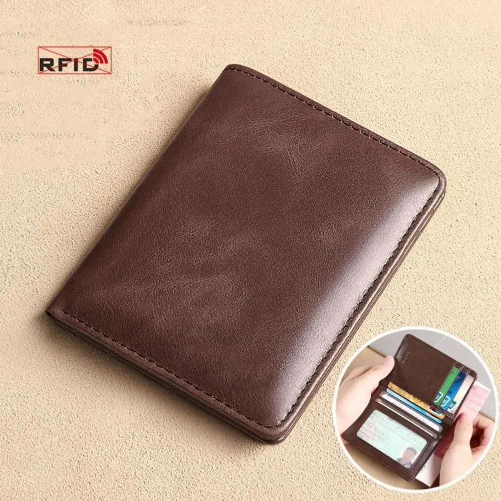 Vintage Leather Mini Slim Wallet RFIDBlocking Money Clip Card Holder For Men 8