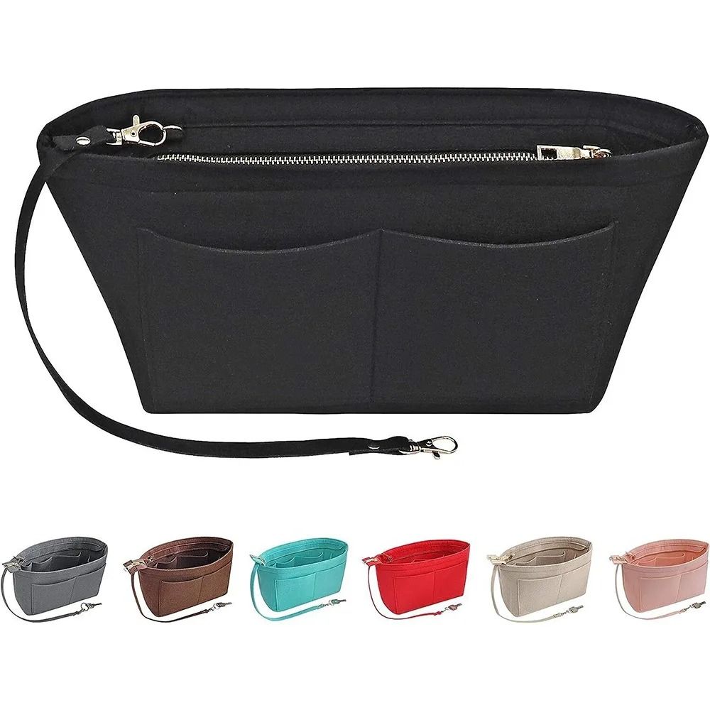 Felt Tote Bag Organizer Portable MultiPocket Handbag Insert Cosmetic Liner 0