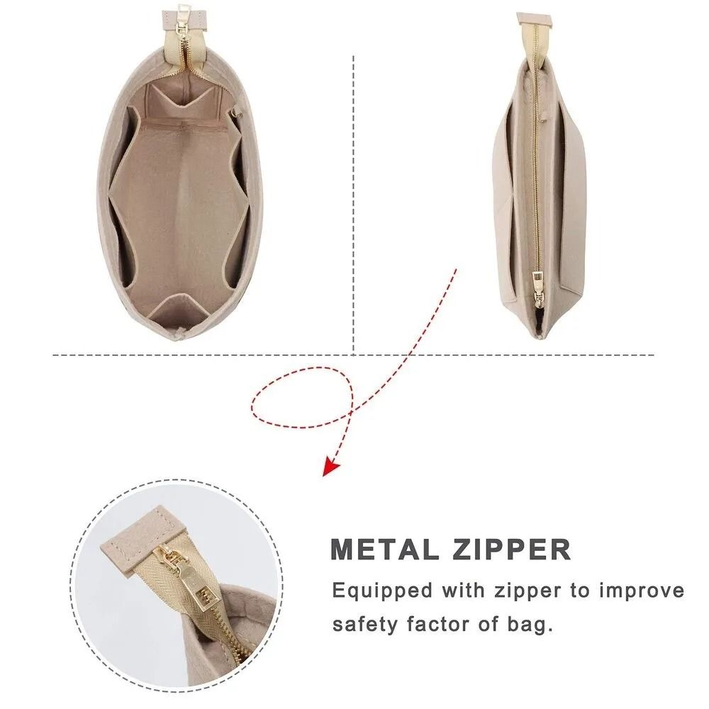 Felt Tote Bag Organizer Portable MultiPocket Handbag Insert Cosmetic Liner 4