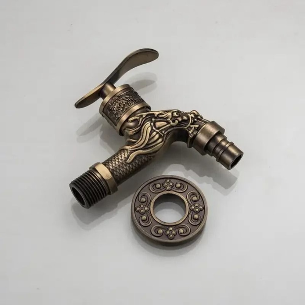 Antique European WallMounted Faucet Retro Engraved Zinc Alloy Mop Pool Tap 6
