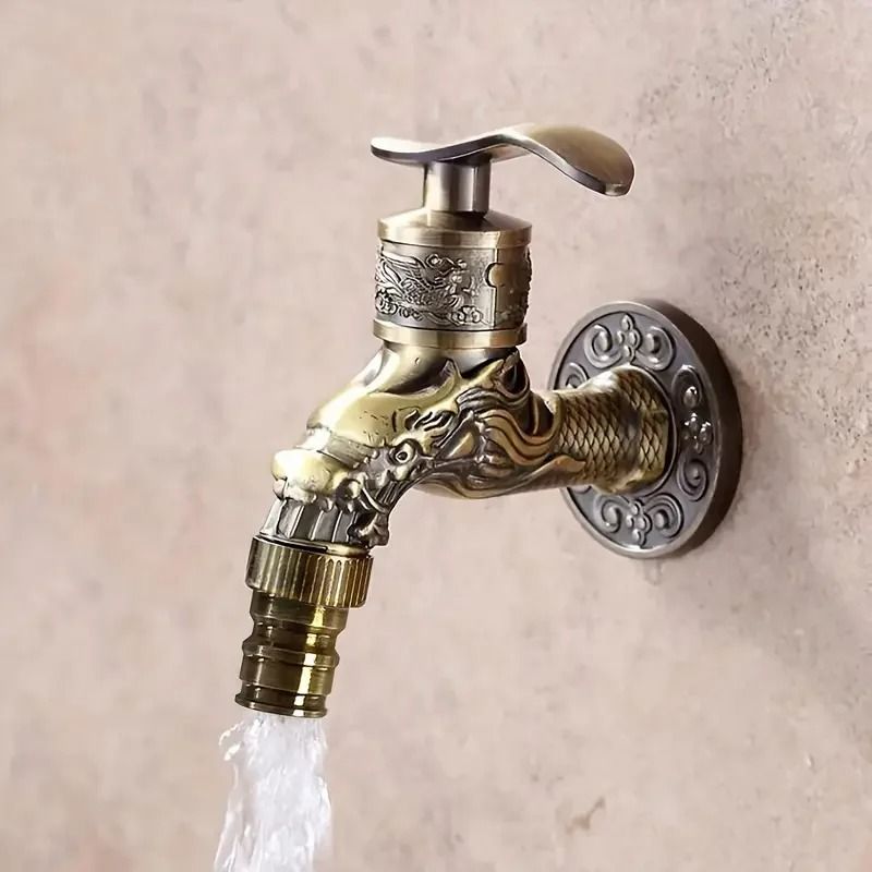 Antique European WallMounted Faucet Retro Engraved Zinc Alloy Mop Pool Tap 8
