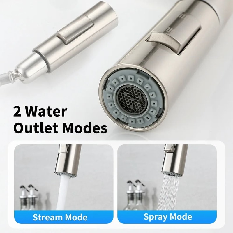 Stainless Steel Kitchen PullOut Faucet Hot Cold SplashProof Telescopic Sink Mixer 5