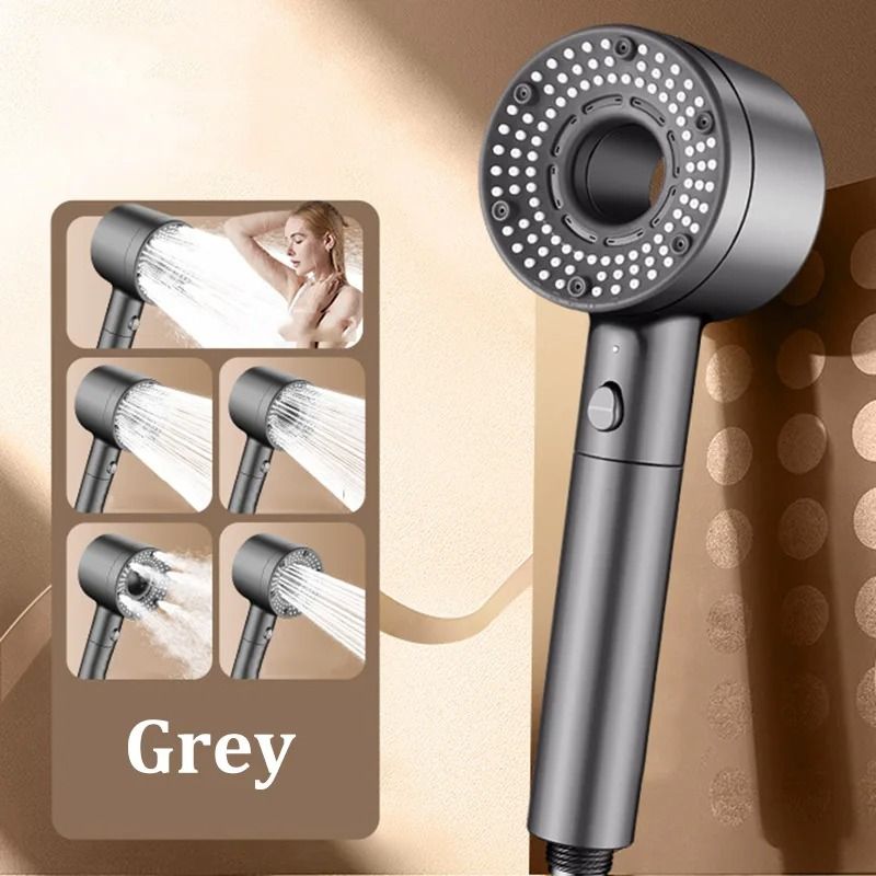HollowCenter Pressurized Shower Head 5Mode HighVolume Filtered Bathroom Set 7