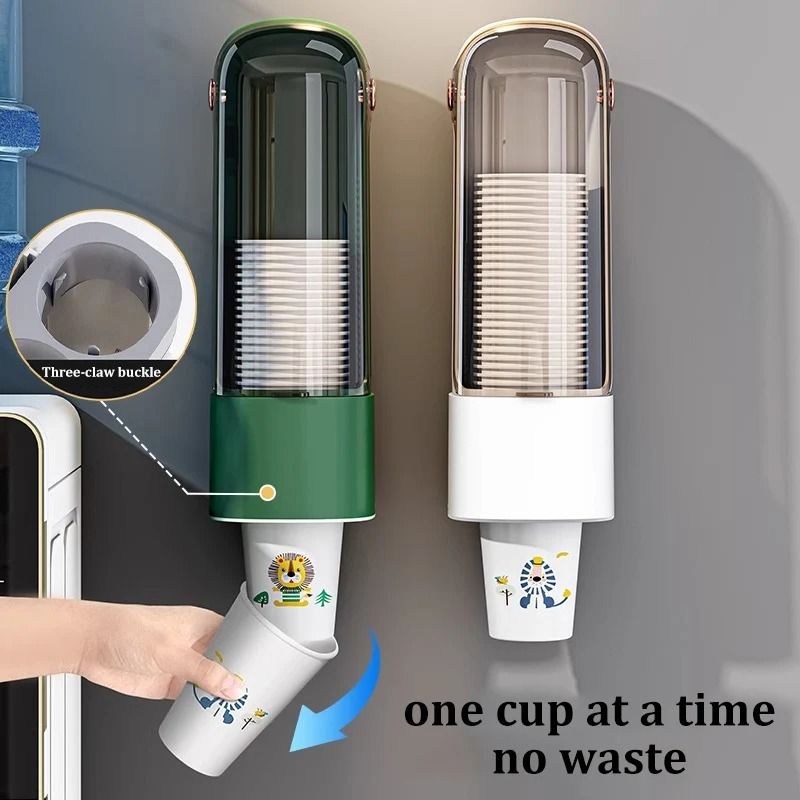 WallMounted NoDrill Cup Dispenser Dustproof Household Paper Cup Storage Rack 4