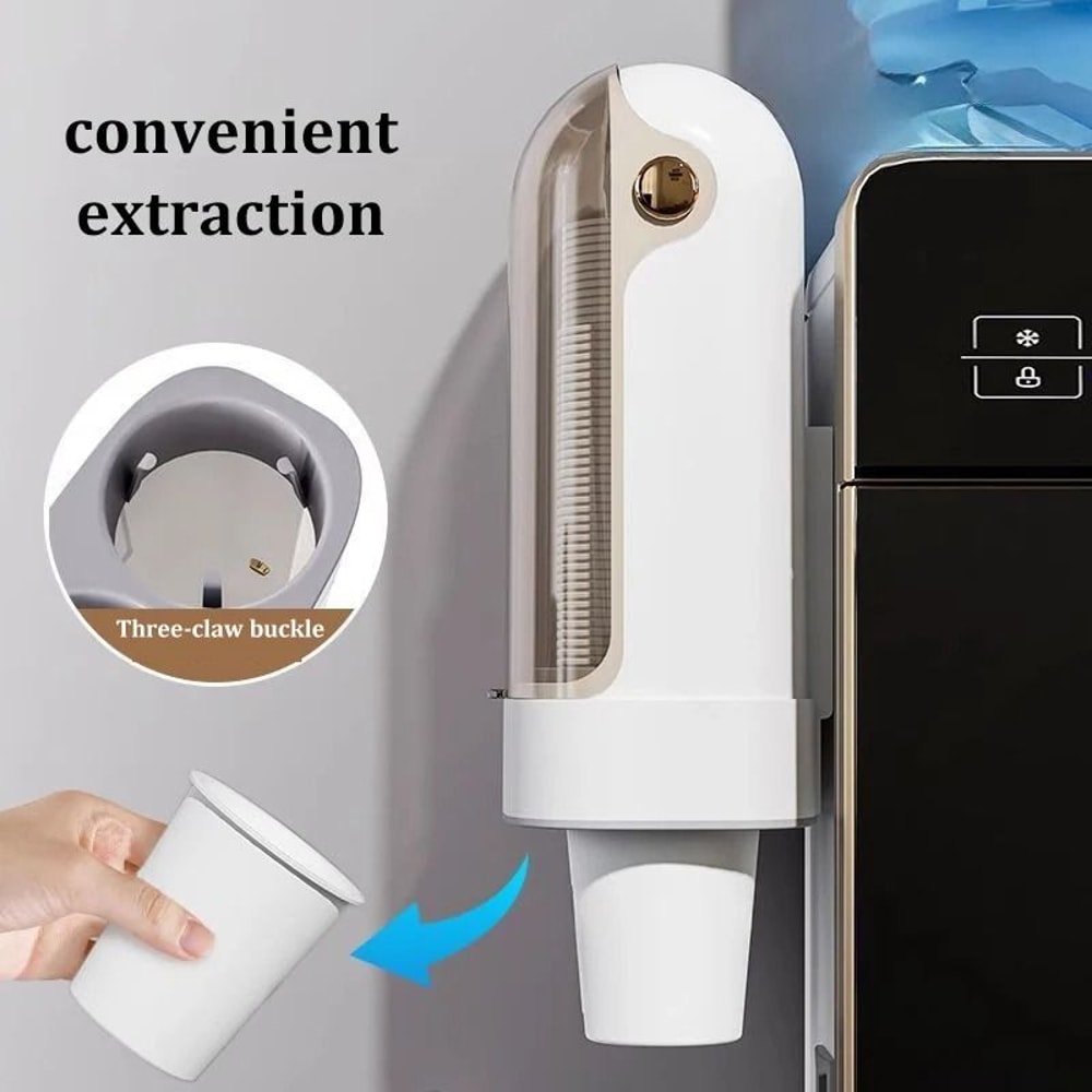 WallMounted NoDrill Cup Dispenser Dustproof Household Paper Cup Storage Rack 5
