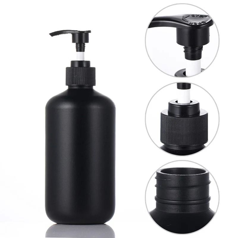 Matte Black Luxury Dispenser Set 300500ml Refillable Bathroom Hotel Containers 4