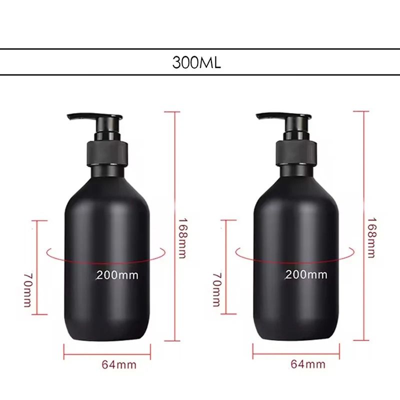Matte Black Luxury Dispenser Set 300500ml Refillable Bathroom Hotel Containers 6