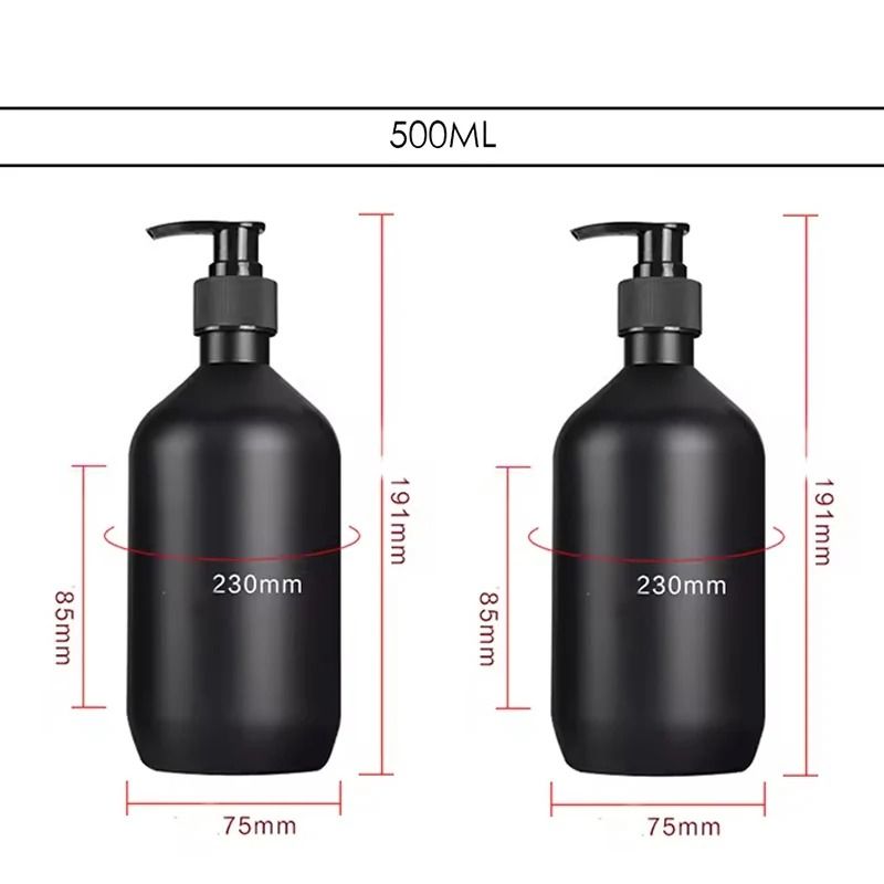 Matte Black Luxury Dispenser Set 300500ml Refillable Bathroom Hotel Containers 7