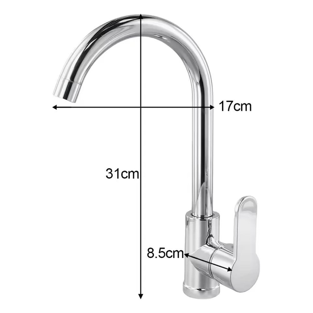 Stainless Steel Kitchen Basin Mixer HighPressure SplashProof Hot Cold Faucet 6
