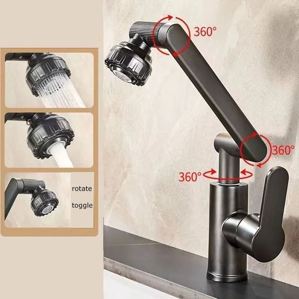Multifunctional Robotic Arm Basin Faucet 1080 Universal Rotating DualMode Sink Mixer 4