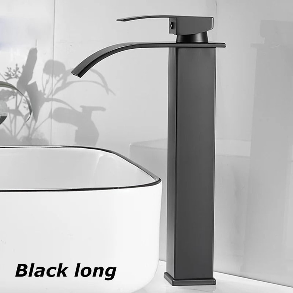 Luxury Waterfall Basin Mixer Hot Cold DualControl Square Waterfall Faucet 7