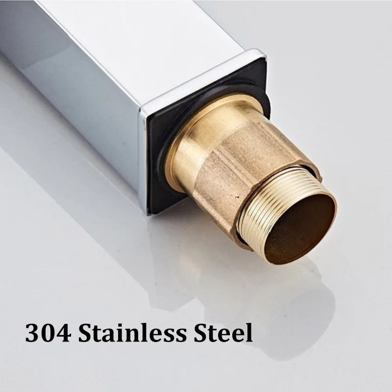 Luxury Waterfall Basin Mixer Hot Cold WideMouth Stainless Steel Faucet 4