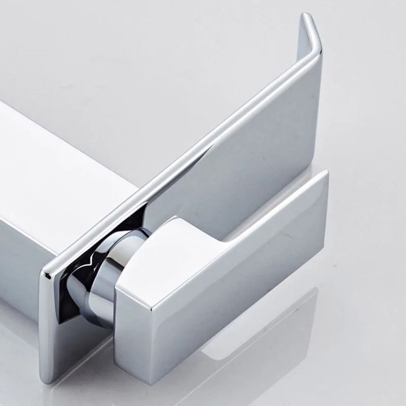 Luxury Waterfall Basin Mixer Hot Cold WideMouth Stainless Steel Faucet 5