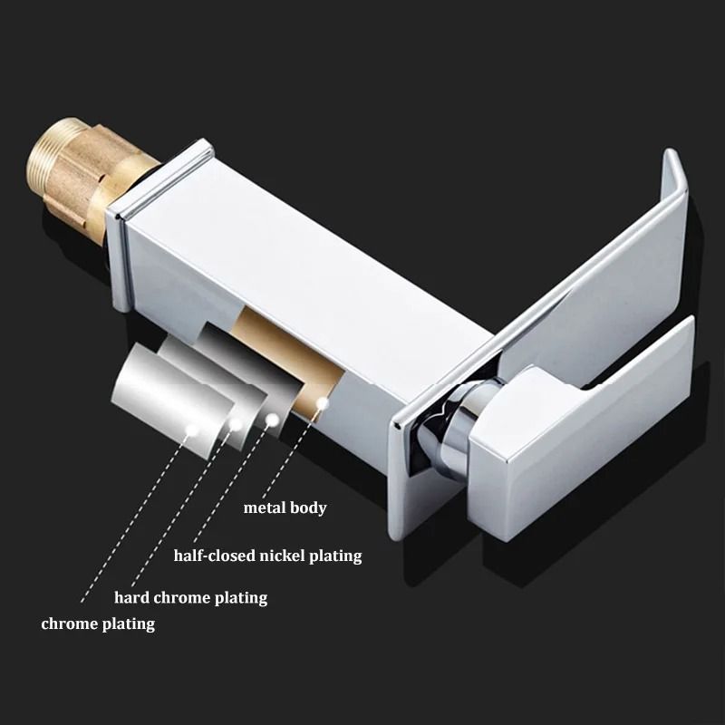 Luxury Waterfall Basin Mixer Hot Cold WideMouth Stainless Steel Faucet 6