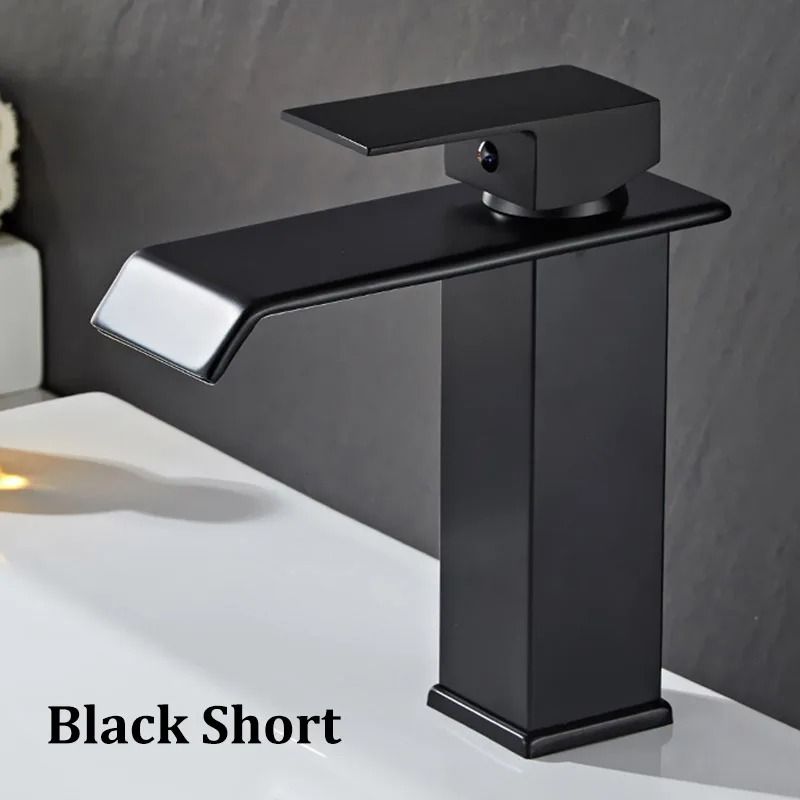 Luxury Waterfall Basin Mixer Hot Cold WideMouth Stainless Steel Faucet 7