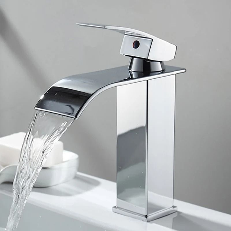 Luxury Architectural Waterfall Basin Mixer Hot Cold Stainless Steel DualControl Faucet 5