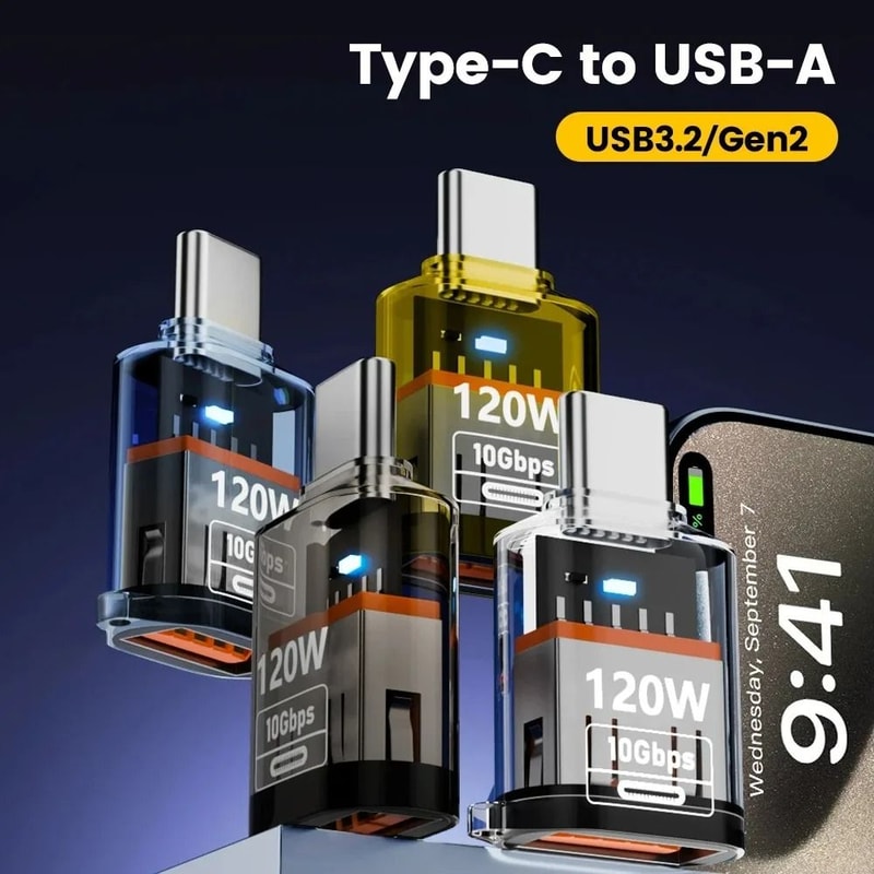 120W HighSpeed USBC OTG Adapter USBA Female To TypeC Male Data Transfer Converter 2