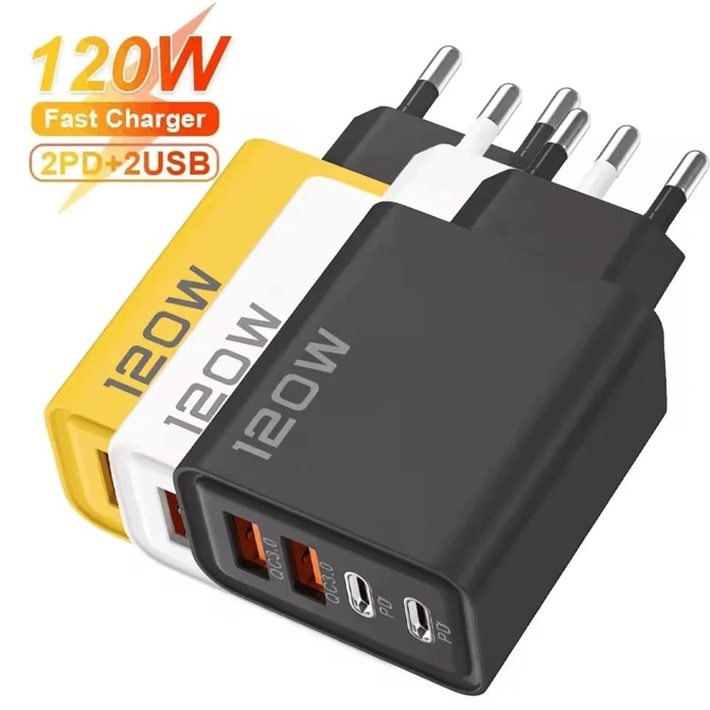 120W 4Port Fast Charging Wall Charger MultiDevice Power Adapter 0