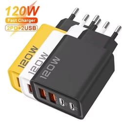 120w 4-port fast charging wall charger & multi-device power adapter