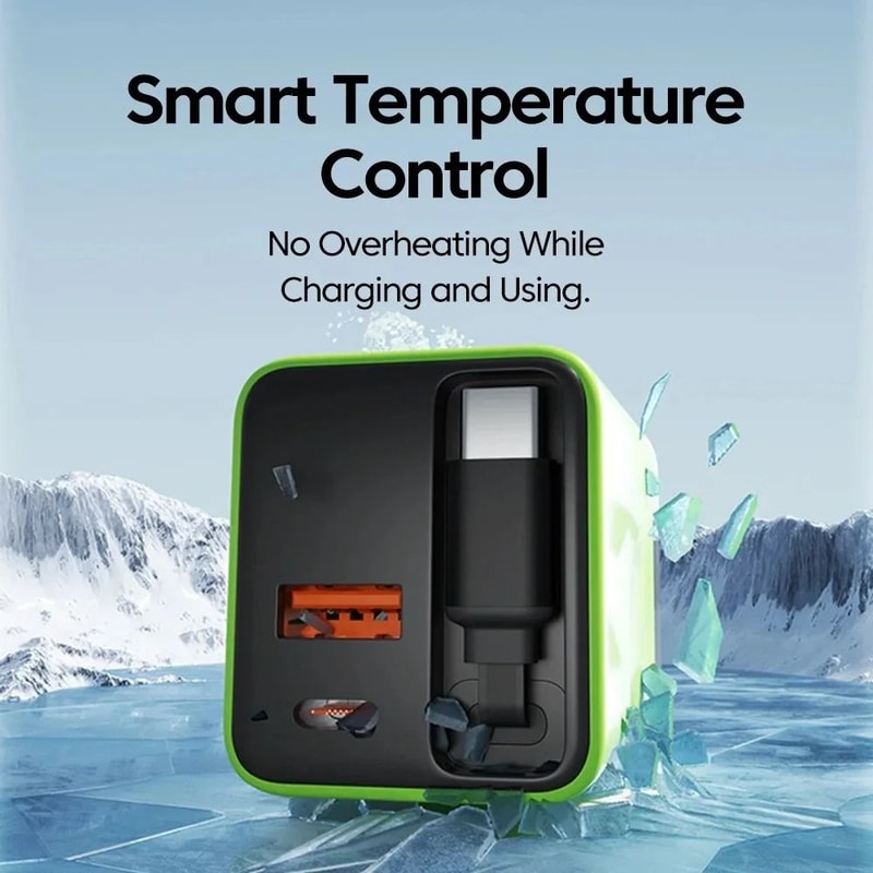 Retractable 80W GaN Fast Charger With BuiltIn USBC Cable MultiDevice Adapter 1