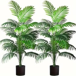 realistic 24-leaf artificial areca palm tree & indoor tropical greenery