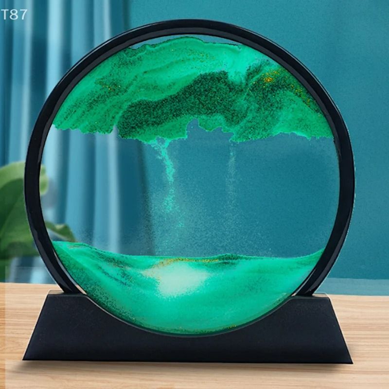 3D Moving Sand Art Hourglass Deep Sea Quicksand Motion Display 0