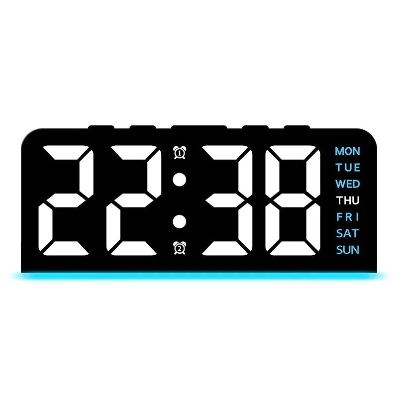 Modern Digital LED Desktop Alarm Clock Smart Night Light With Climate Monitor 8