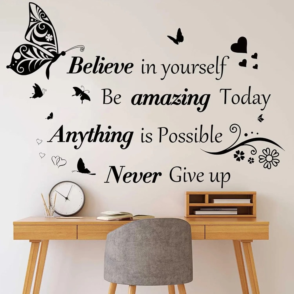 Inspirational Motivational Wall Decals Positive Word Butterfly PeelandStick Decor 0