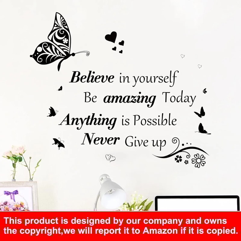 Inspirational Motivational Wall Decals Positive Word Butterfly PeelandStick Decor 2