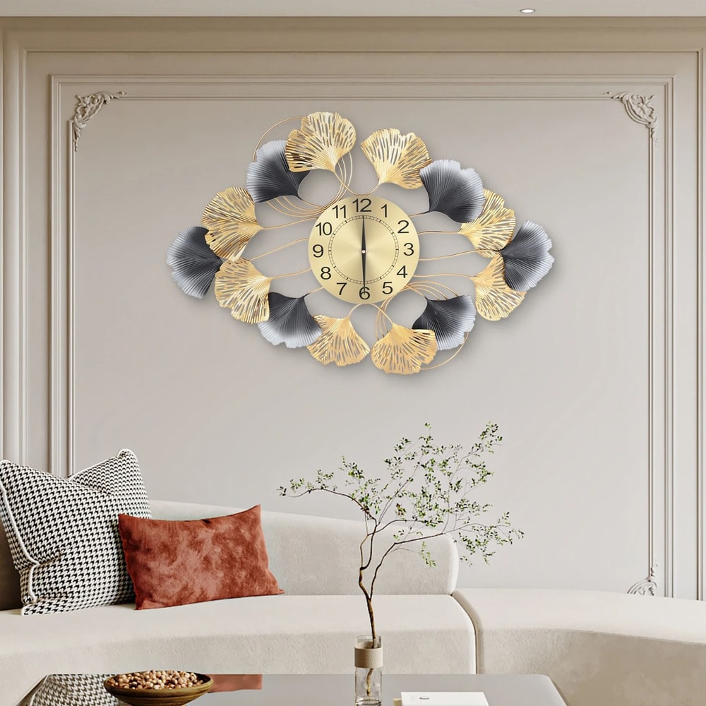 Luxury Geometric Large Wall Clock Modern Abstract Wall Art Gold Timepiece 2