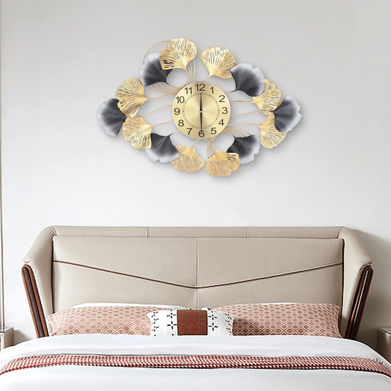 Luxury Geometric Large Wall Clock Modern Abstract Wall Art Gold Timepiece 5
