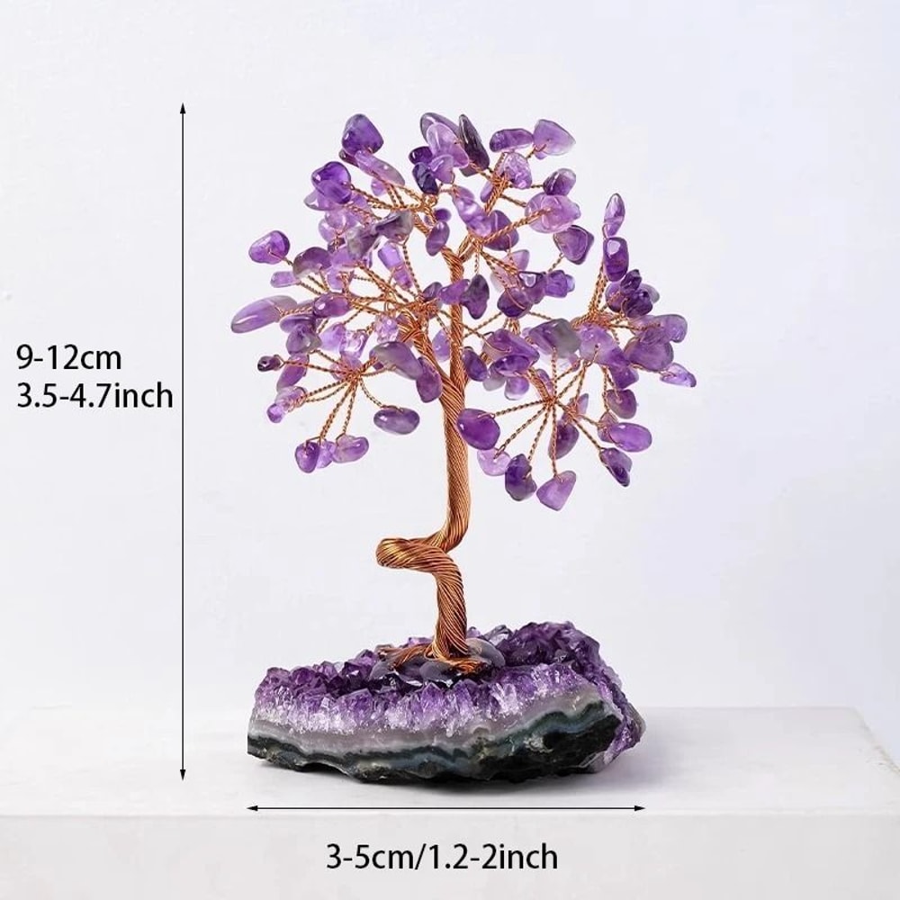Amethyst Crystal Money Tree Handcrafted WireWrapped Healing Stone Decor 6