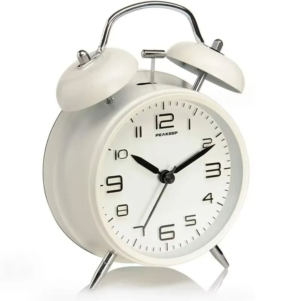 Twin Bell Loud Alarm Clock Retro Metal Frame 3D Dial With Smart Backlight 9