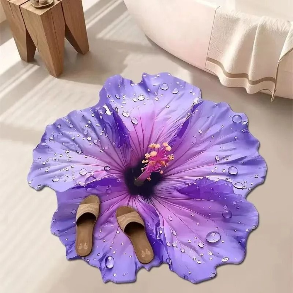 Floral Round Carpet UltraSoft Absorbent Home Decor Rug 11