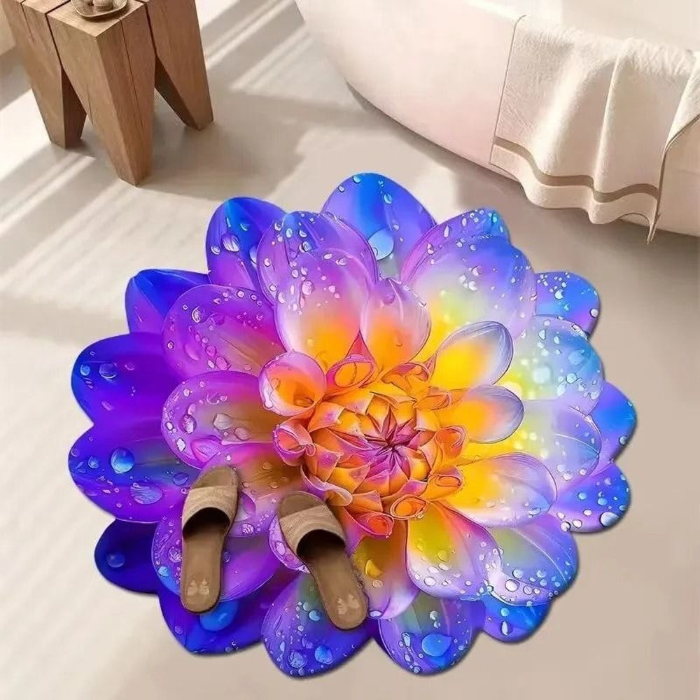 Floral Round Carpet UltraSoft Absorbent Home Decor Rug 2