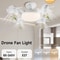 Modern MultiHead LED Ceiling Fan 3Speed Silent Remote Control Light Fixture 8