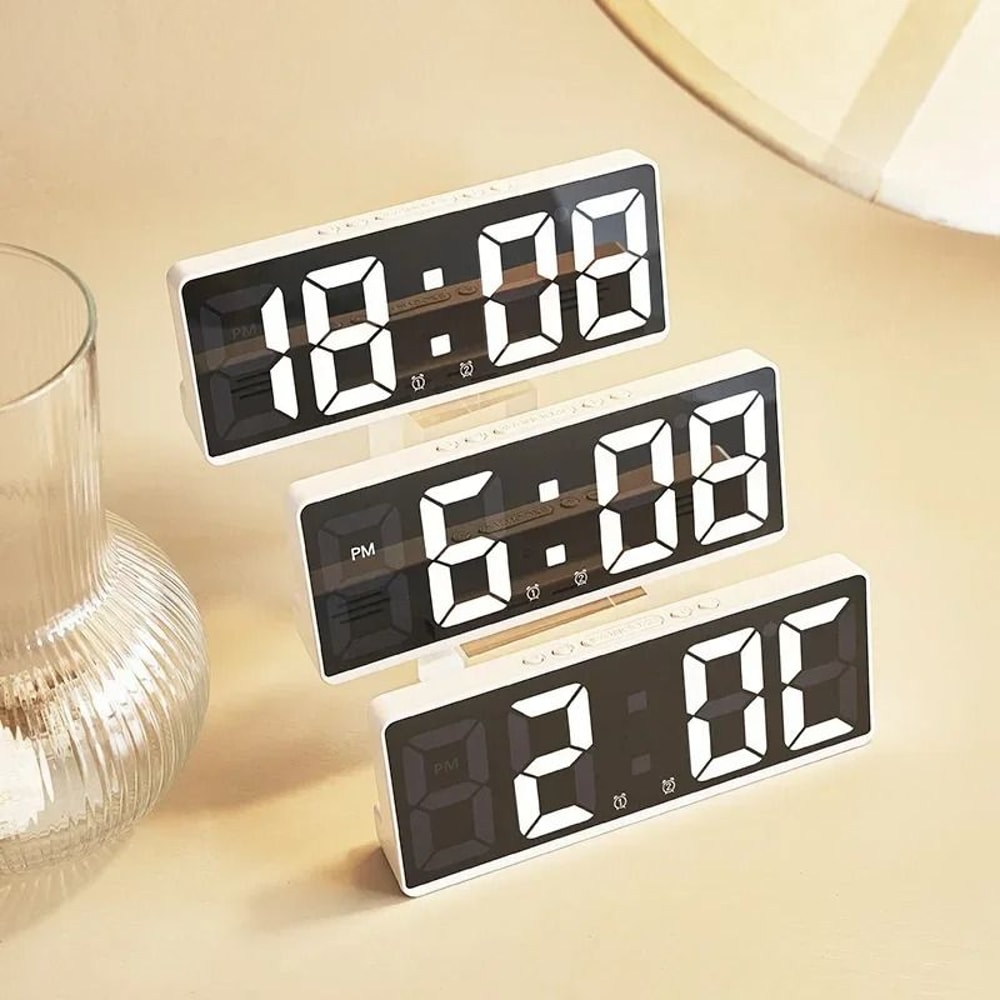 VoiceActivated Smart LED Alarm Clock Intelligent Night Mode Silent Desktop Clock 4