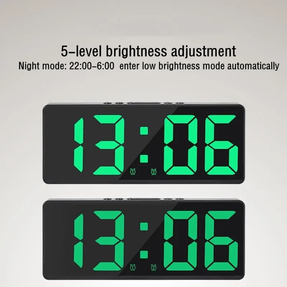 Acrylic Mirror Digital Alarm Clock Smart Voice Control Intelligent Night Mode 5