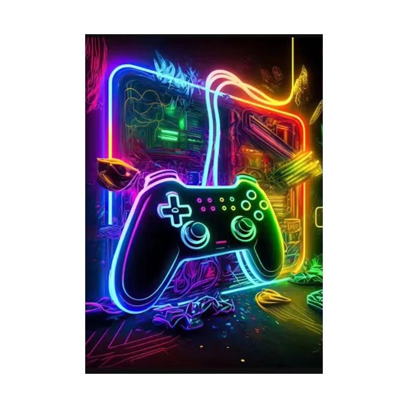 3Piece Gaming Room Canvas Prints Punk Style Gamepad Wall Art 8