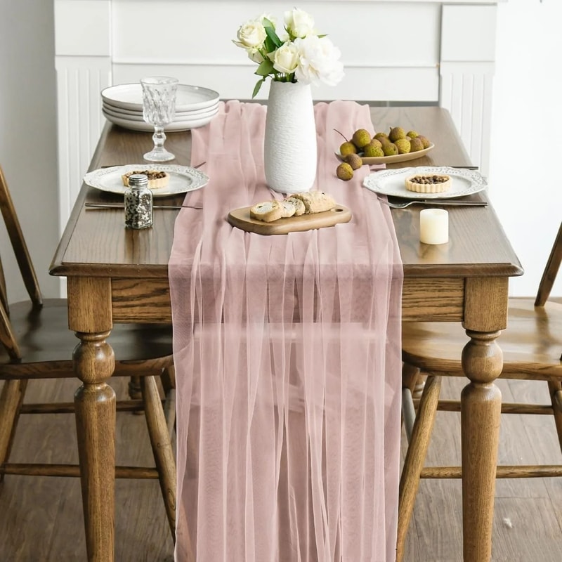 Gauze Sheer Table Runner Elegant Arch Event Decor 3