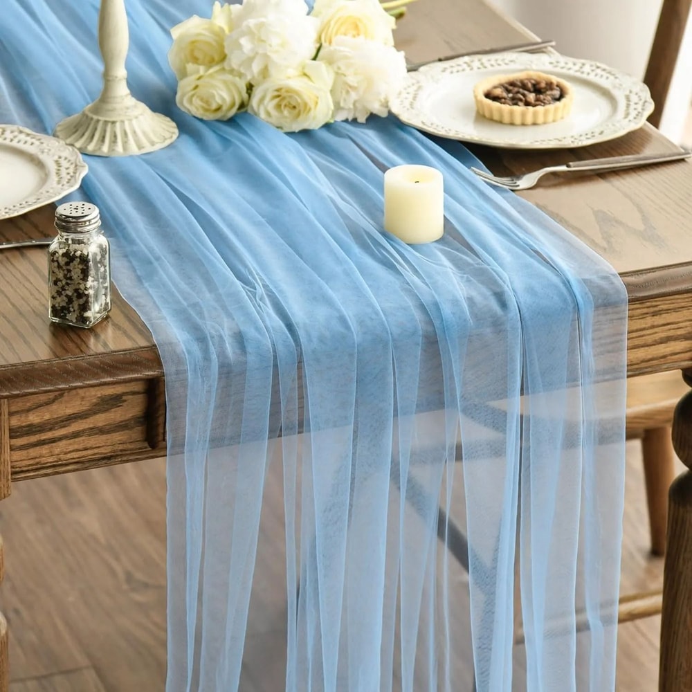 Gauze Sheer Table Runner Elegant Arch Event Decor 11