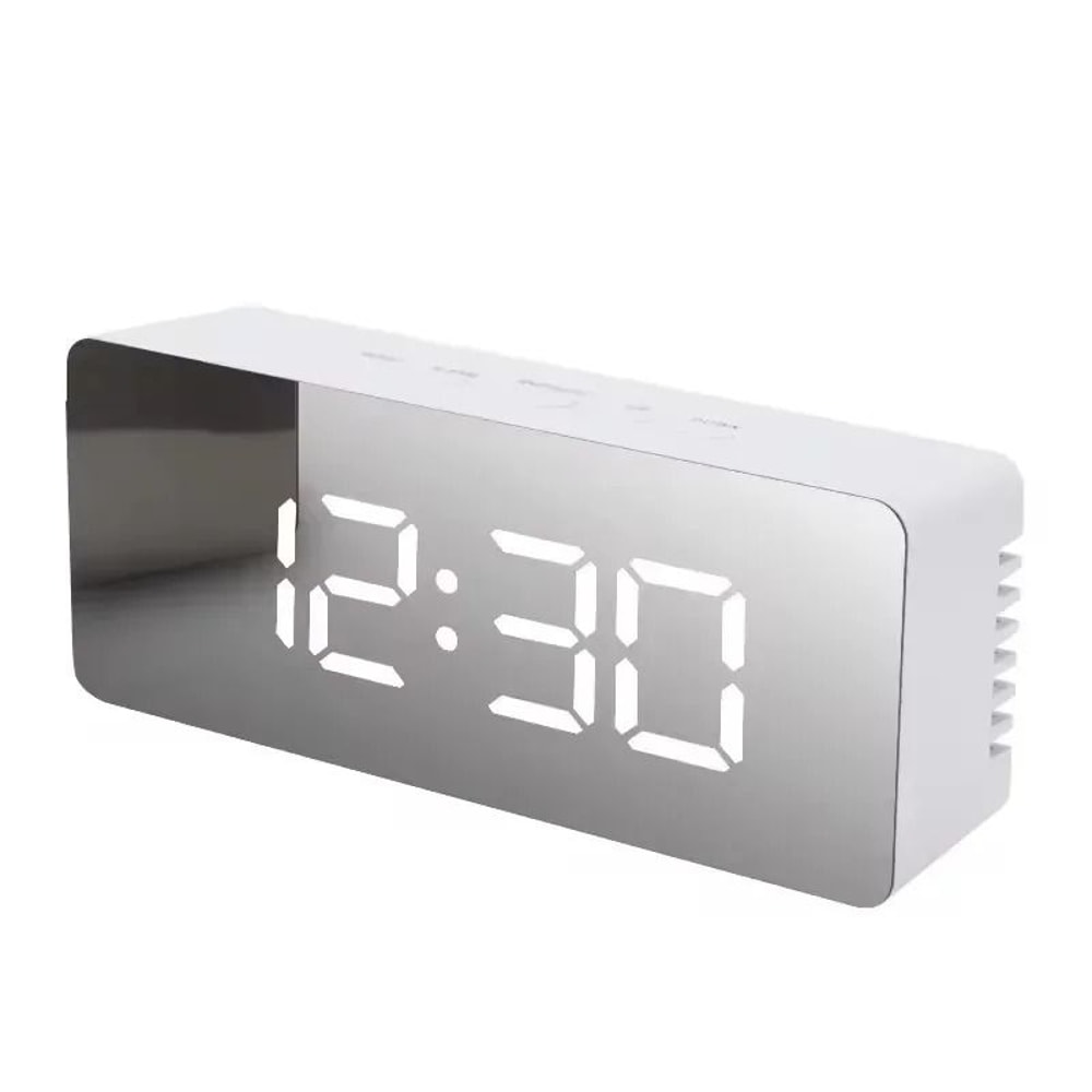 LED Mirror Digital Clock Smart Desktop Alarm Night Light 7