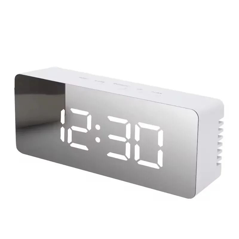 LED Mirror Digital Clock Smart Desktop Alarm Night Light 7