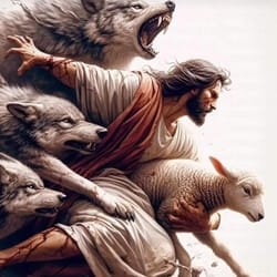 sacred heart & holy shepherd canvas art | religious belief wall decor