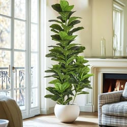 large artificial fiddle leaf fig | tropical faux ficus lyrata decor