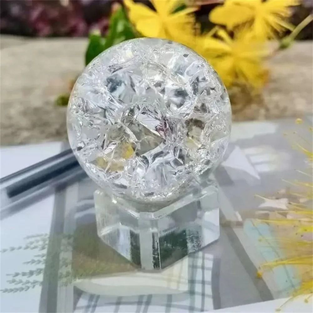 Ice Crack Crystal Ball Magic Glass Sphere Feng Shui Ornament 1