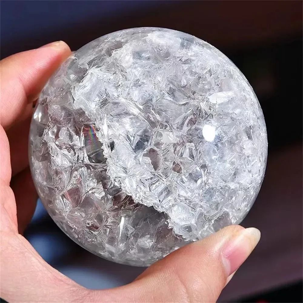 Ice Crack Crystal Ball Magic Glass Sphere Feng Shui Ornament 3