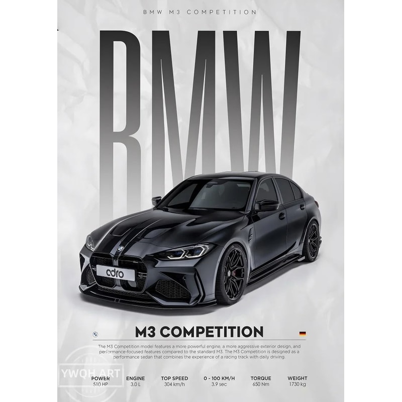 Black Competition Supercars Modern HighGloss Canvas Mural 12