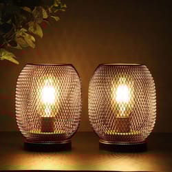 metal cage table lamp | cordless round led lantern