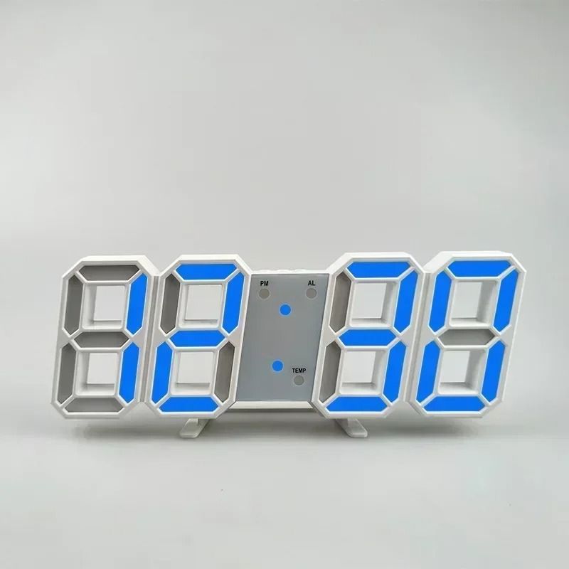3D LED Digital Alarm Clock Modern Wall Desktop Timepiece 10